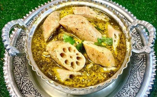 Kashmiri famous Food Nadru Yakhni with lotus stem