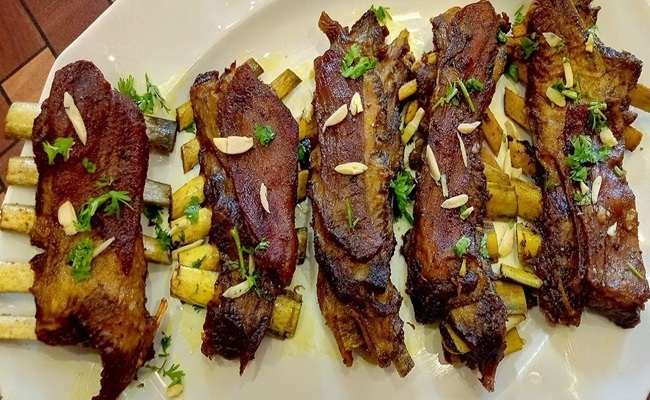 Kashmiri Cuisine Tabak Maaz fried lamb ribs