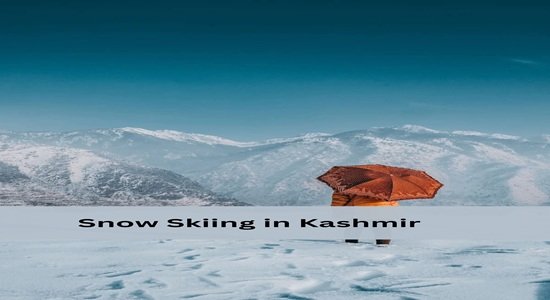 Tourists skiing in Gulmarg Kashmir In winter  snowy slopes